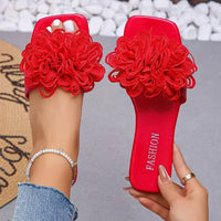 Women's Casual Floral Sandals Flat Bottom Beach Slippers Fashionable Comfortable PU Leather Outerwear Rubber Sole - Natalia Home Fashion