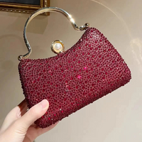 Glitter Shiny Diamonds Evening Bag Metal Handle Square Bag Fashion Women Handbag Wedding Party Clutch Purse Female