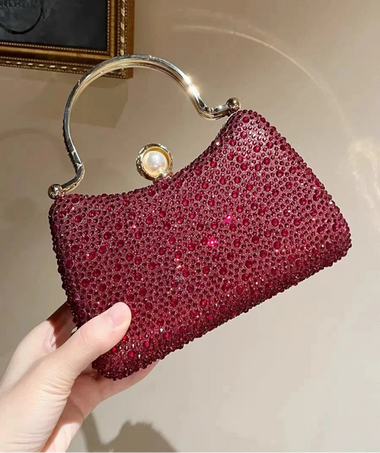 Glitter Shiny Diamonds Evening Bag Metal Handle Square Bag Fashion Women Handbag Wedding Party Clutch Purse Female
