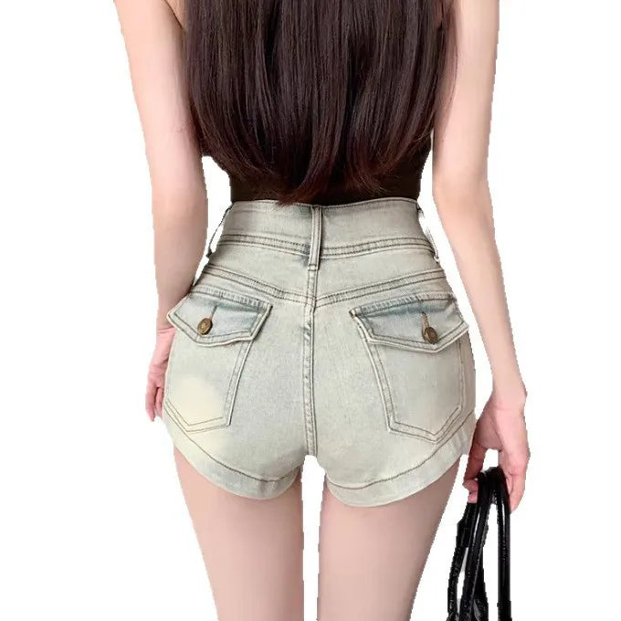 High Waist Distressed Slim Straight Jeans Short Shorts Hot Pants Spicy Girl Summer Fashion Women's Clothing