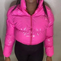 Winter Jacket Women Oversized Puffy Shiny Bubble Coat Solid Cotton Padded Coat Warm Waterproof Parka Female Outerwear - Natalia Home Fashion