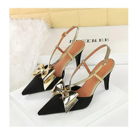 French Style Velvet Pointed Toe High Heels Hollow out Embroidery Butterfly Knot Party Shoes Women's Low Heel Single Shoes