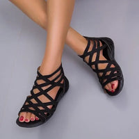 ladies Leopard Slope Heel Sandals Non-slip Lightweight Comfortable Casual women Slippers Rome Outside Casual Flat Bottom Shoes