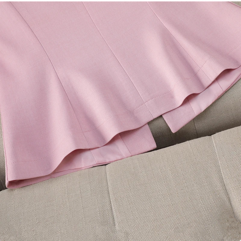 Women's Slim Fit Blazer Suit Fashion Solid Color Single Button Jacket Office Lady Coat and Pants