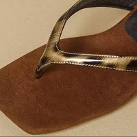 Formal Flip Flops Woman High Heels Cool Slippers Women's Summer New Retro Leopard Print Toe Square Heel Slippers Women Outside