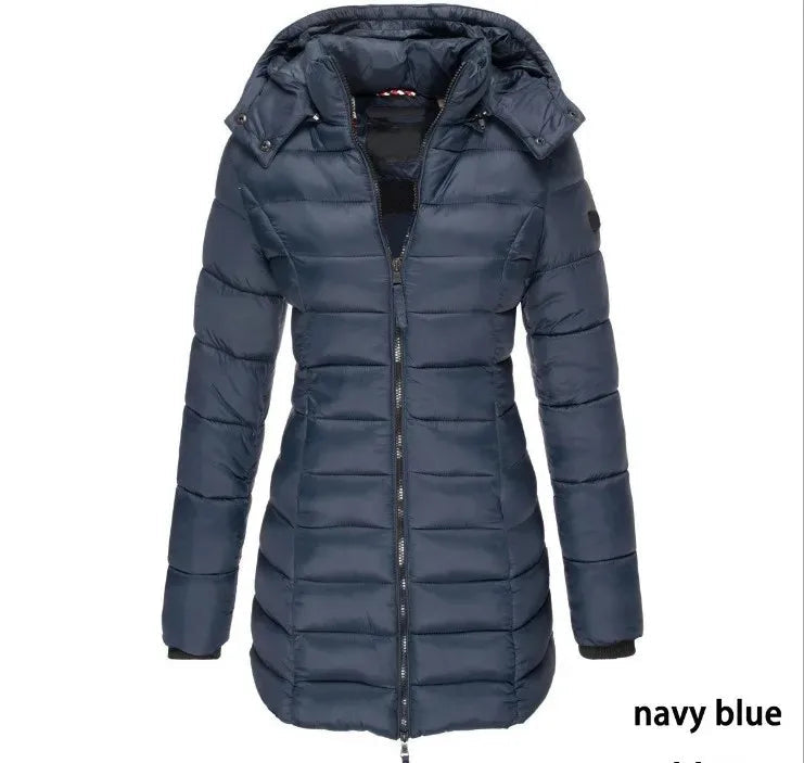 Women's Winter Cotton Jacket Slim Fit down Cotton Coat Warm Outerwear Long Sleeve Fashionable Middle Length - Natalia Home Fashion