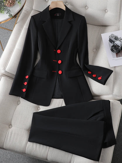 Fashion Blazer Jacket And Pant Suit Women Female Office Ladies Business Work Wear Formal 2 Piece Set