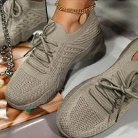 Outdoor Breathable Mesh Shoes Women Lightweight Shock-absorbing Sports Shoes Solid Color Plus Size Women Vulcanized Shoes