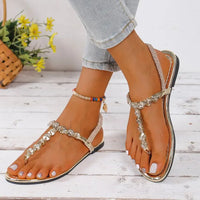 Sandals Summer Elastic Strap Casual Women's Sandals Fashionable Flat Soft Comfortable Slide for Women