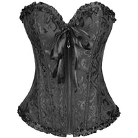 Women Corset Tops Bustier Overbust Floral Lace Tie-Up Strapless Tube Tops Vintage Court Gown Lingerie Bodyshaper Tops Natalia Home Fashion   black-6XL Natalia Home Fashion