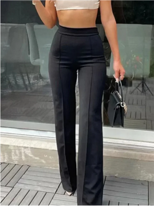 Women's Slim Bell-Bottoms Trousers Trendy Spring Autumn Pants Office Lady Solid Color Flared Trousers Natalia Home Fashion    Natalia Home Fashion