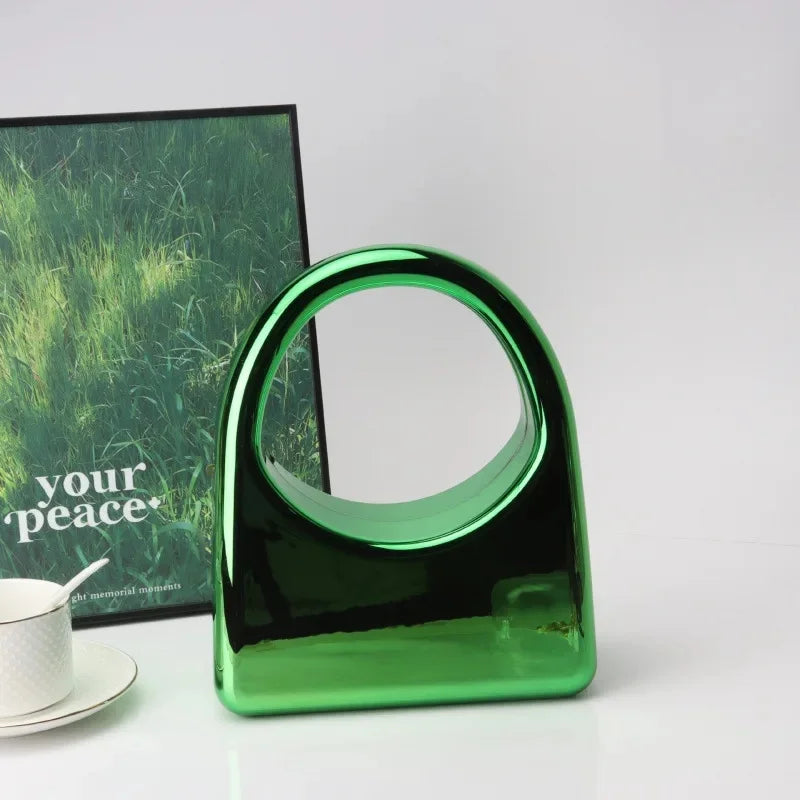 Ladies Wedding Party Crystal Iron Box Handbag Evening Bag Acrylic Material Hardness Internal Structure Pocket