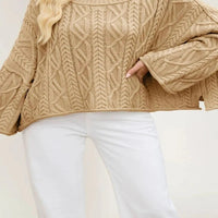 Autumn Winter Women Cable Knit Sweater Oversized Loose Pullover Long Sleeve Chunky Jumper Casual Warm Female Tops Clothing Natalia Home Fashion    Natalia Home Fashion