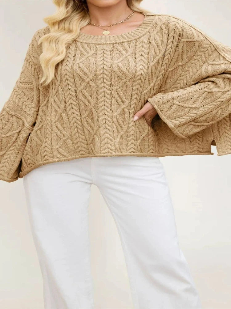 Autumn Winter Women Cable Knit Sweater Oversized Loose Pullover Long Sleeve Chunky Jumper Casual Warm Female Tops Clothing Natalia Home Fashion    Natalia Home Fashion
