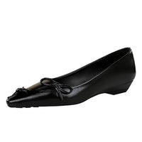 Pointed End Low Heeled Shoes Women Wedges Bowknot Low Heels Pumps Elegant Banquet Shoe Kitten Heels Ladies Shoes