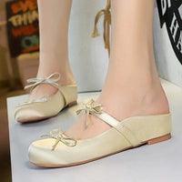 Ladies Slippers Bowknot Silks Satins Women Shoes Round Head Women Sandals Summer Shoes Women Slippers