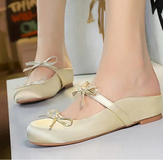 Ladies Slippers Bowknot Silks Satins Women Shoes Round Head Women Sandals Summer Shoes Women Slippers - Natalia Home Fashion