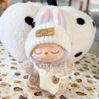 Doll clothes for Labubu Outfit 17cm Dolls Sitting Accessories Glasses Clothing Designer Kids Gift Sweater Hat Bag Set