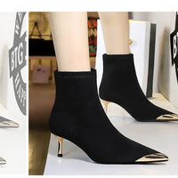 High Heels Women Ankle Boots Sexy Pointed Toe Leather Shoes Women Party Boots Dress  Chelsea Boots