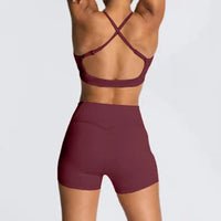 Seamless Yoga Two-piece Set Running Bra Shorts Sports Underwear Beauty Back Fitness Gym 2-piece Short Suit