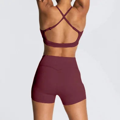 Seamless Yoga Two-piece Set Running Bra Shorts Sports Underwear Beauty Back Fitness Gym 2-piece Short Suit