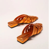 Hollow Woven Pointed Cool Slippers Women's Summer Thick Heel Outer Wear Bag Head Half Slippers Women Sandals