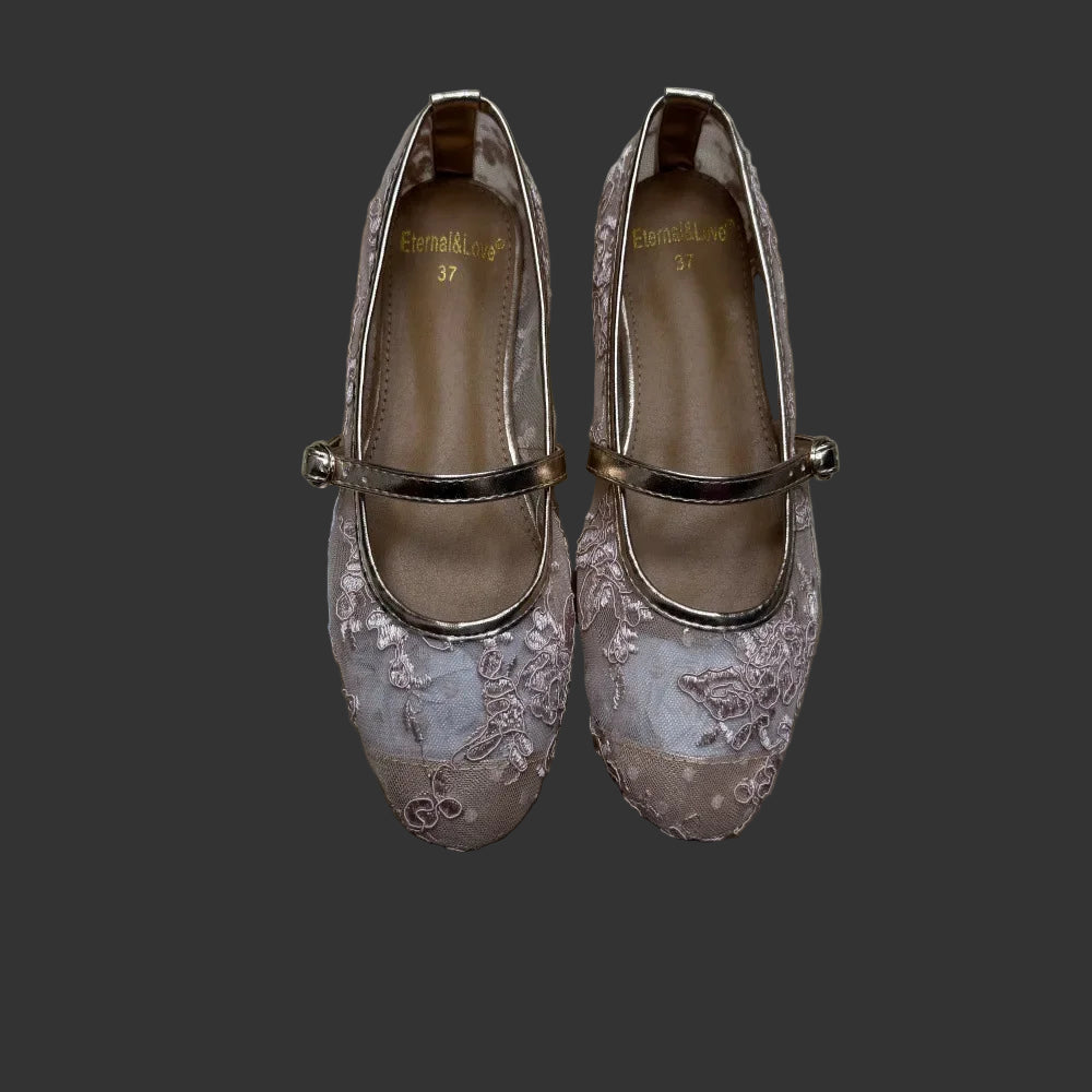 Ultra Soft Lace Breathable Flat Bottom Women's Shoes Quality Women's Casual Shoes Low Heel Floral Pattern