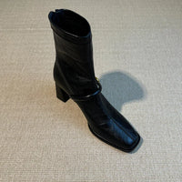 Thick Heel Elastic Slim Women Ankle Boots Fashion Square Toe Autumn Winter Ladies Elegant Mordern Short Booties