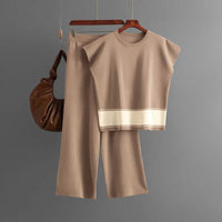 Clothing Suit Women's Knitwear Loose Slimming High-waisted Wide-leg Trousers Fashionable Two-piece Set Natalia Home Fashion    Natalia Home Fashion