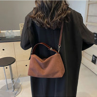 Retro Bag for Women's Textured Frosted Shoulder Bag with Large Capacity Crossbody Commuting Tote Bag
