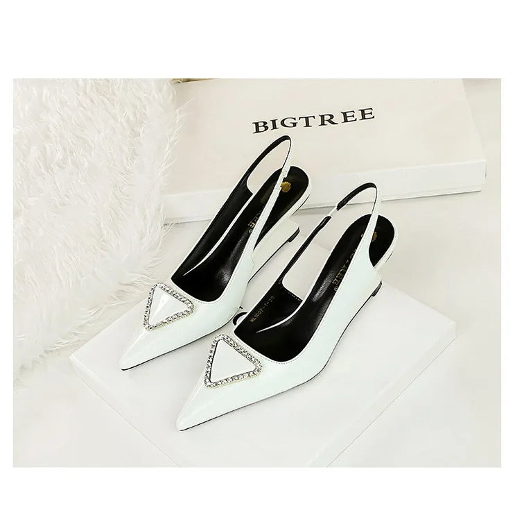 Spring Candy Fashion Pointed Toe Women Pumps Sling back Wedges High Heels Party Prom Mules Shoes