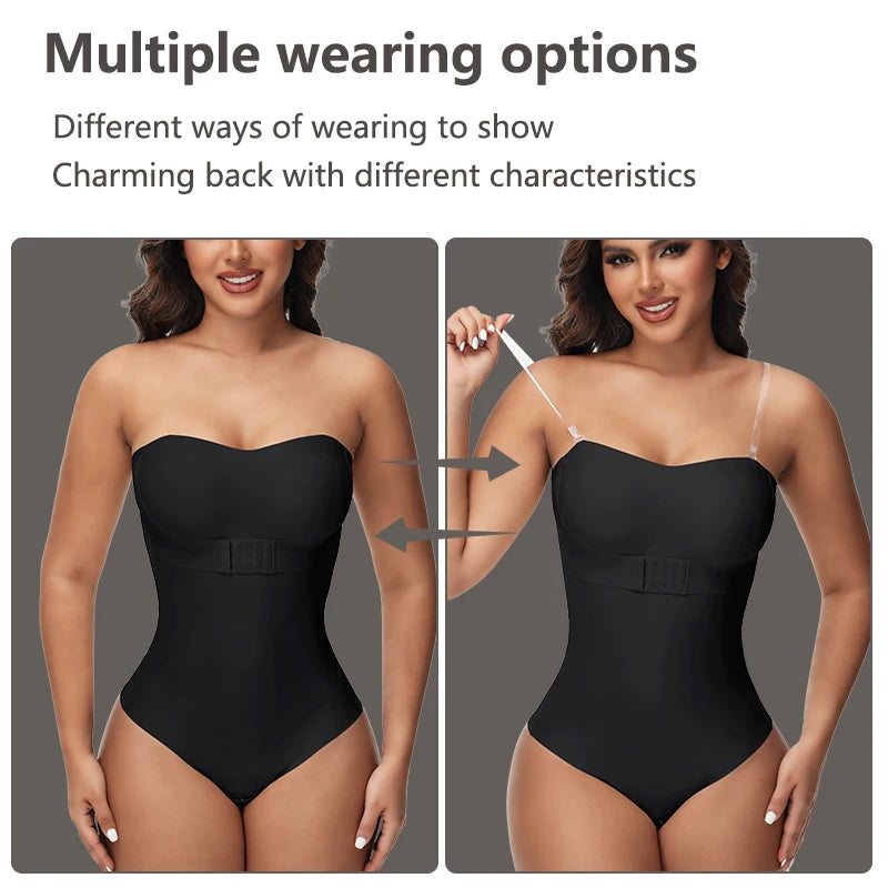 Strapless Thong Bodysuits 4XL Women Belly Control Full Body Shaper Push Up Breast Underwear Plus Size Women's Clothing