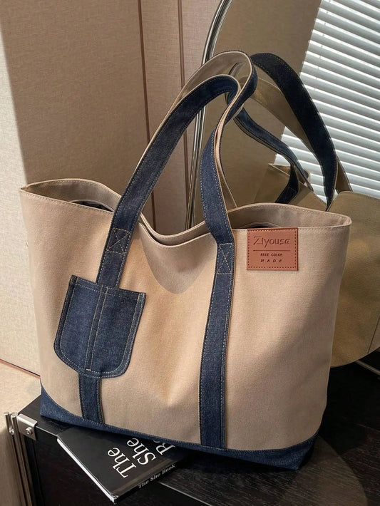 Stylish and Durable Canvas Tote Bag - Large Capacity for Women - Suitable for School, Work and Travel