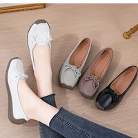 Luxury Shoes Cow tendon sole Women's Flats Anti slip shallow mouth soft soled shoes Solid color lace up