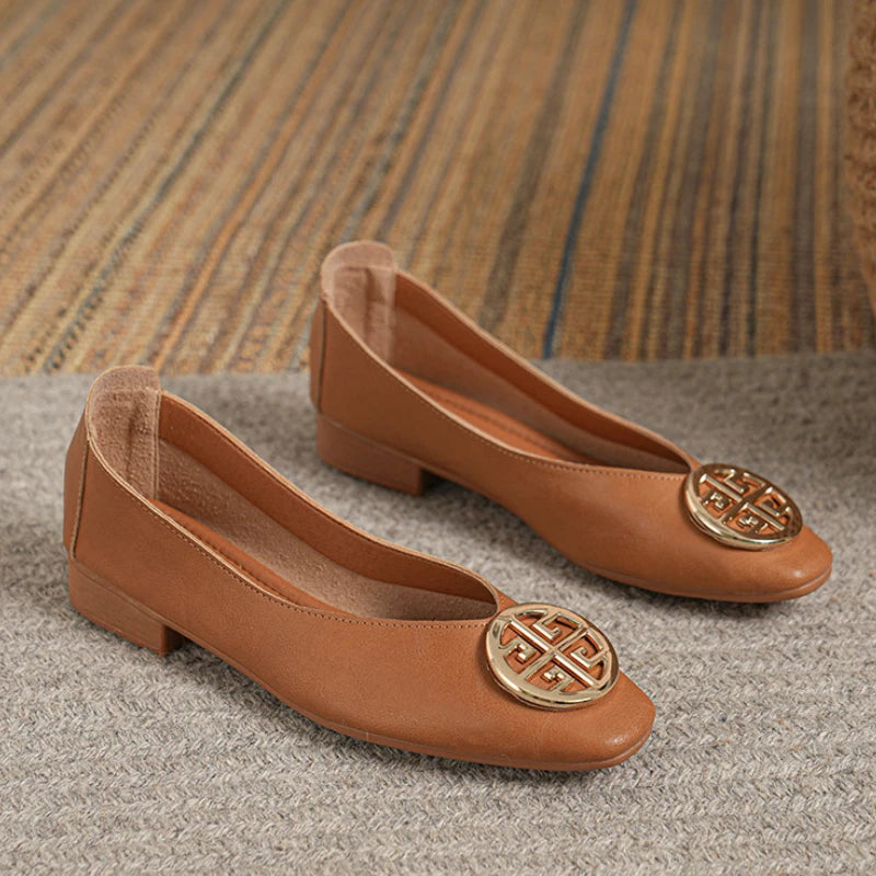 Shoes for Women Retro Ladies Flats Slip on Shoes Loafers Square Toe Shallow Mouth Women Casual Footwear Lightweight