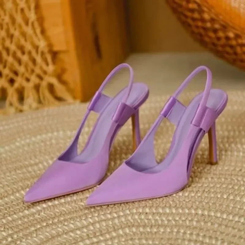 Women Sling back Sandals Pointed Toe Slip on Thin High Heel Ladies Elegant Pumps Shoes Sandals