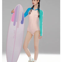 Women Long Sleeve Water Sports Outdoor Bathing Push Up Swim Wear Hooded Female Front Zipper Beach Athletic Surfing Swim Suit