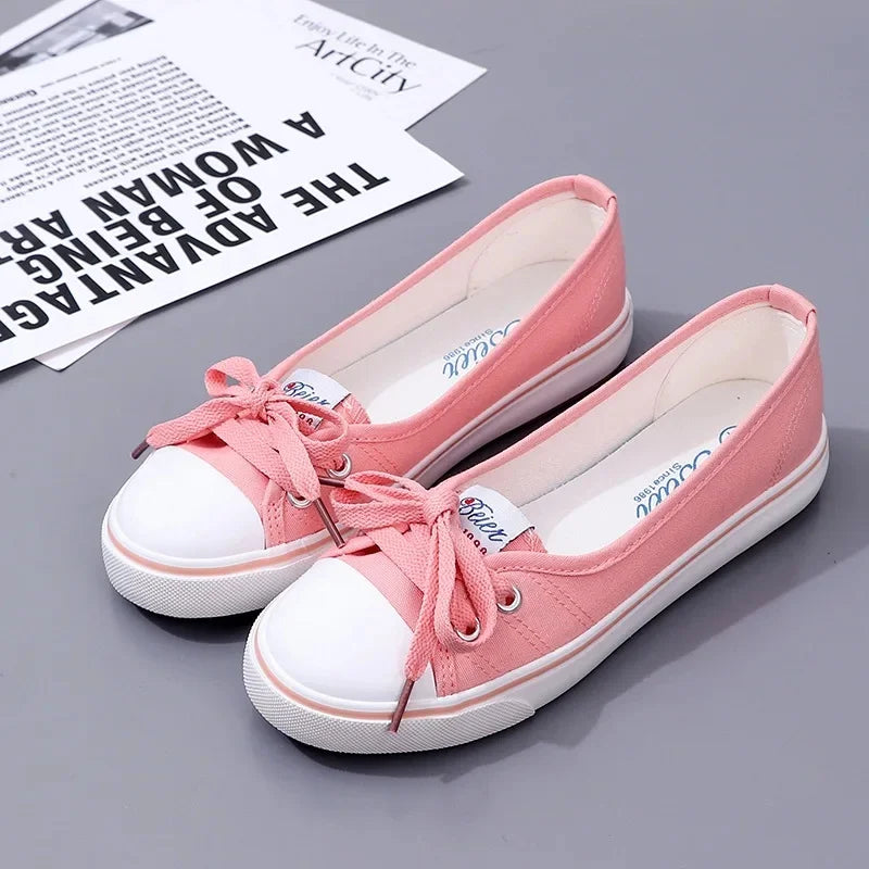 Versatile Artistic Shallow Trendy Shoes Women's Fashion Lace up Canvas Sneakers Shoes for Ladies Shoes Women's Style Canvas Shoes