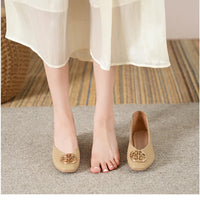 Shoes for Women Retro Ladies Flats Slip on Shoes Loafers Square Toe Shallow Mouth Women Casual Footwear Lightweight