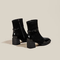 Women's Side Zipper Boot High Heel Short Boot Winter Mid-Calf Boot Chinese Style National Wedding Boot