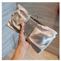 Bow women Cutch bag Luxury Party Satin Diamond Ladies Evening Bag lady Clutches small Chain messenger bags female wallet black