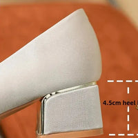 Soft Leather Black Pointed Toe Work Shoes Spring Autumn New Style Comfortable Thick Heel Professional Soft Bottom Shoes