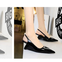 Spring Candy Fashion Pointed Toe Women Pumps Sling back Wedges High Heels Party Prom Mules Shoes