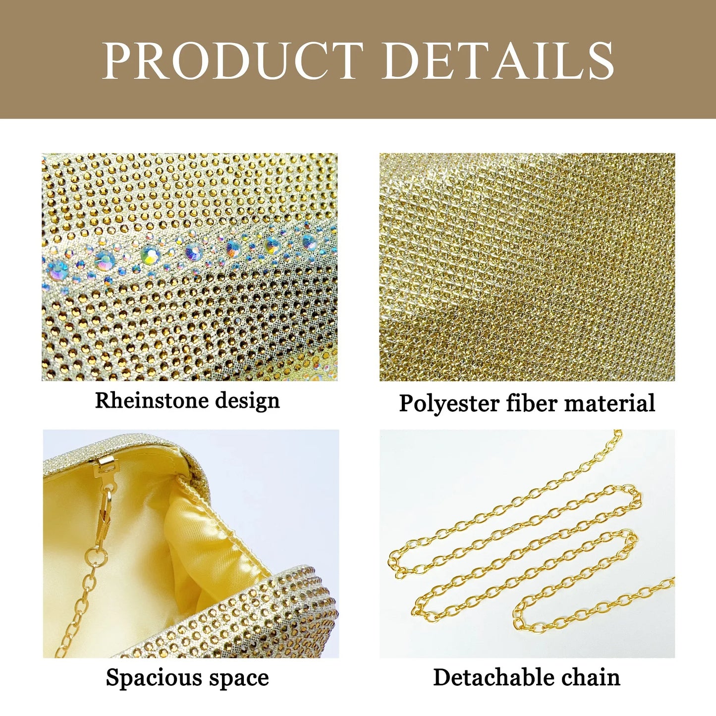 Luxury Rhinestone Clutch Bag for Women Elegant Evening Purse Fashion Crystal-Encrusted Handbag Party Shoulder Bags