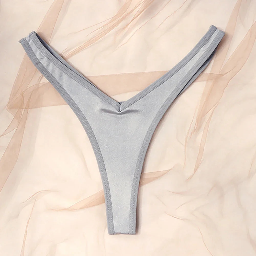 V Waist Sexy Sports Thongs Panties Women Solid Color Breathable G-string Knickers Comfort Crotch Low Waist Underwear Bikini