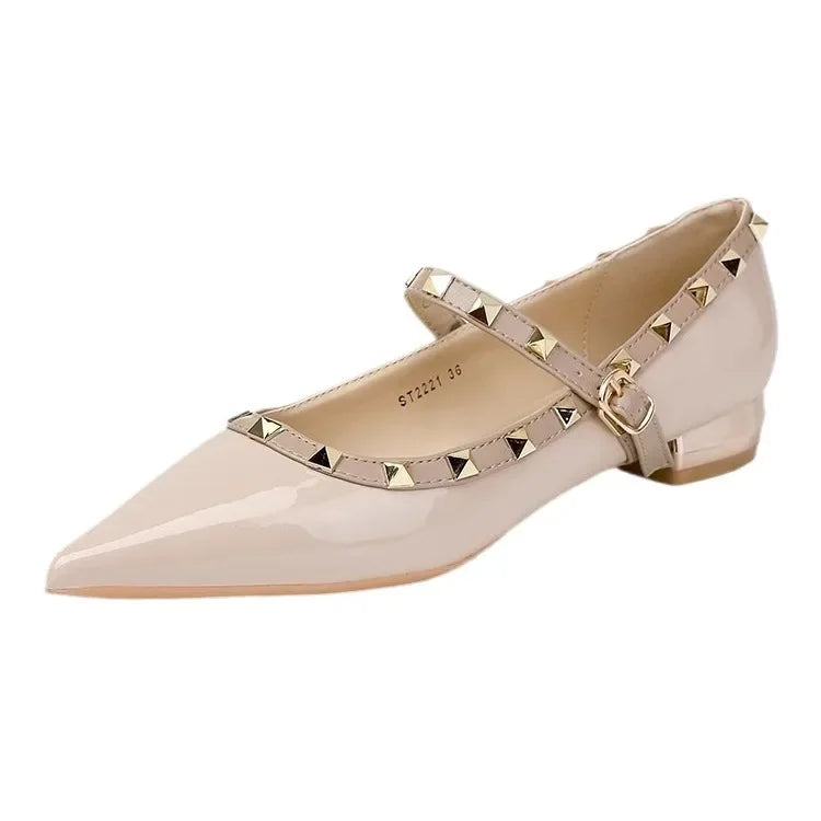 Elegant French Style Cropped Studded Flat Bottom Sandals Women's Summer Tweed Pattern Medial Vacancy Pointe Roman Design