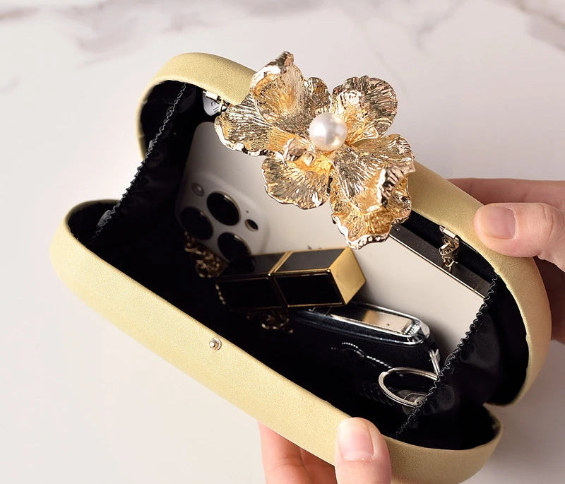 Dinner Bag Women Fashion Flower Buckle Handbag Wedding Bride Evening Bags Girls Cute Party Clutch Bag Shoulder Bags