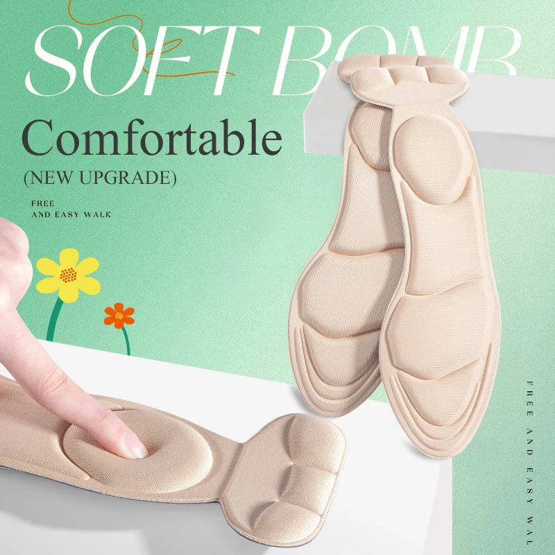 Memory Foam Insoles Women High-heel Shoes Insoles Anti-slip Cut able Insole Comfort Breathable Heel Protection Massage Shoe Pads