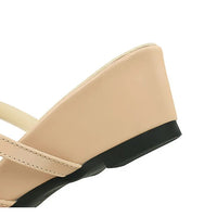 French Wedge Heel Pointed Head Sandals Versatile Bow Medium Heel Half Slippers Women