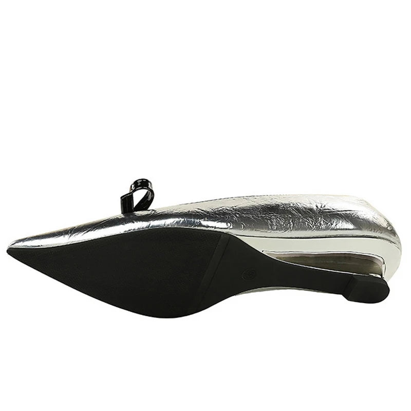 Butterfly-knot Pumps Pointed Toe Woman Wedges Heels Elegant Ladies Shoes